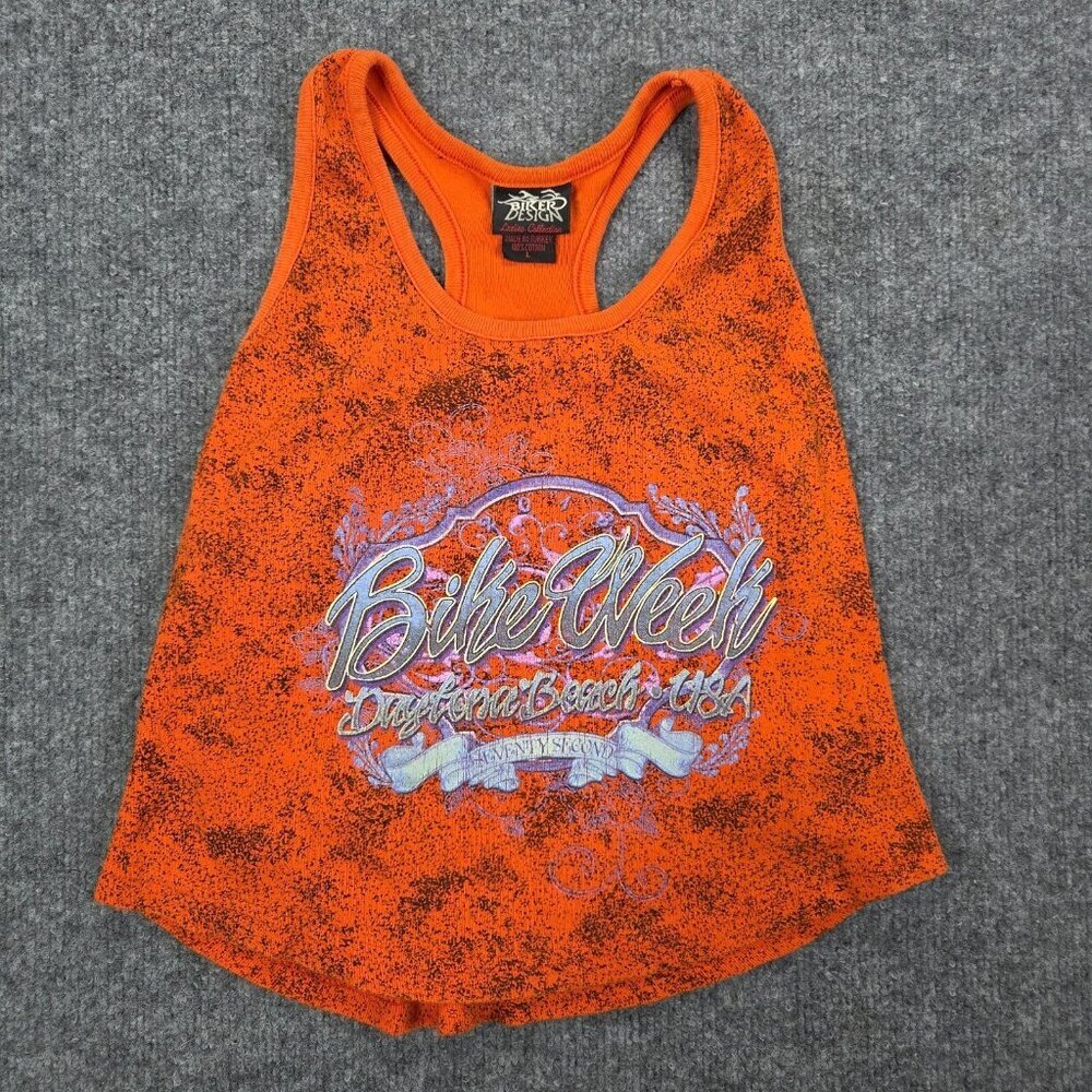Vintage Womens BIKE WEEK Daytona Y2k‎ 90s Racerback Tank top Larger Cotton